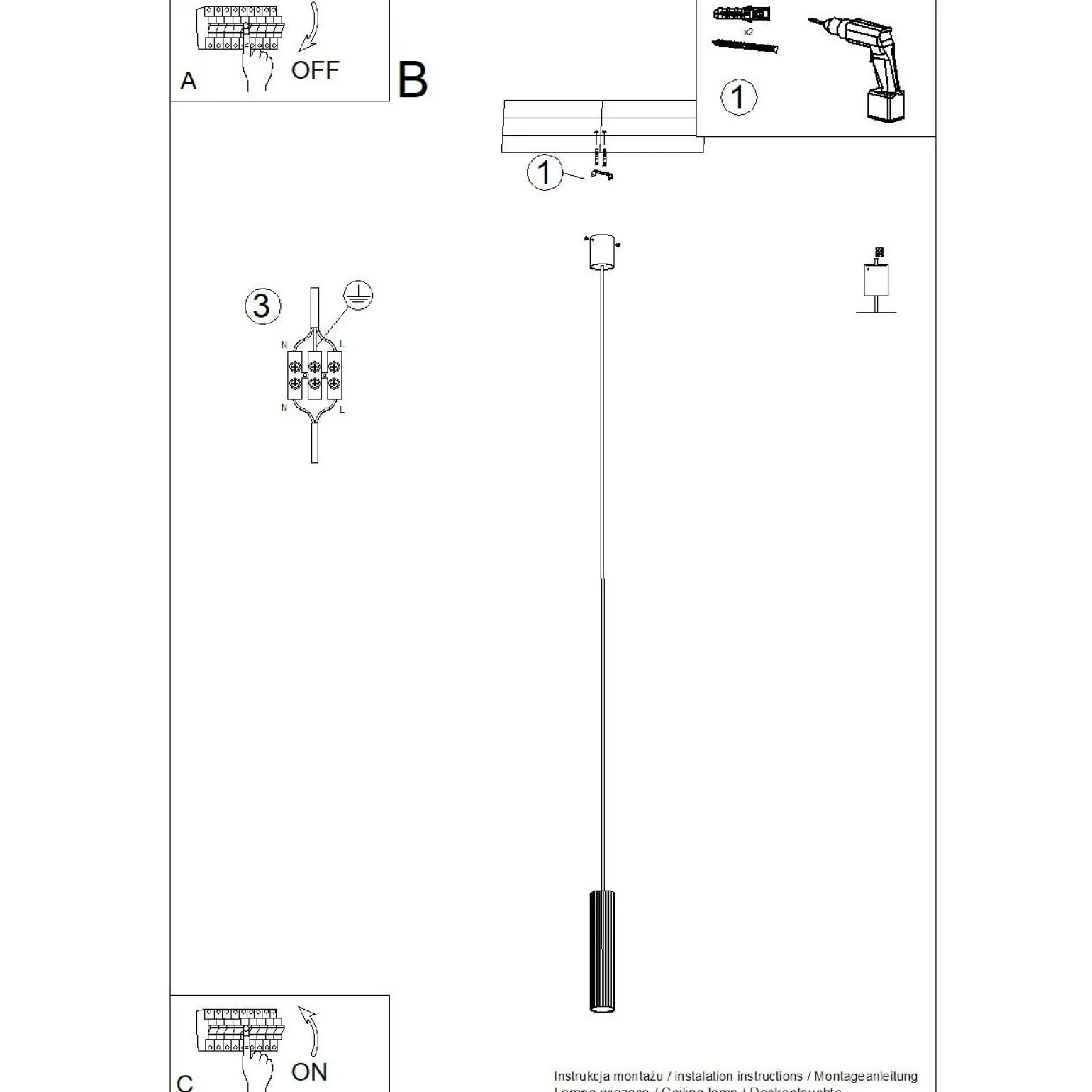 Lampa wisząca ze ściemniaczem Push Dimm/DALI2 IVAR 1 taupe LED 4000K (TH.644) - Thoro Lighting