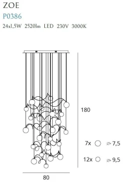 LAMPA WISZĄCA ZOE 24x1,5W CHROMOWA (P0386) - Maxlight