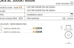 Lampa wpuszczana OKA AC 3000K acryl (AZ2234 | SHAC-3W3000-WH) - AZZARDO