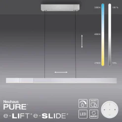 Lampa z płynną regulacją wysokości i szerokości PURE-MOTO-RISE ALUMINIUM (2545-95) - Paul Neuhaus