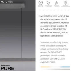 Lampa z płynną regulacją wysokości i szerokości PURE-MOTO-RISE SZARY (2545-15) - Paul Neuhaus