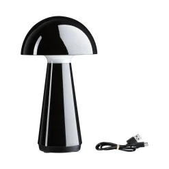 Lampka stołowa akumulatorowa ONZO LED 3-STEP DIM USB-C 2.6W 240lm 2700K IP44 czarny połysk / tworzywo sztuczne (PL76994) - PAULMANN