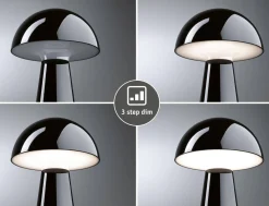 Lampka stołowa akumulatorowa ONZO LED 3-STEP DIM USB-C 2.6W 240lm 2700K IP44 czarny połysk / tworzywo sztuczne (PL76994) - PAULMANN