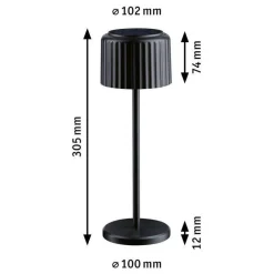 Lampka stołowa solarna ELSE LED DIM USB-C 3,7W 250lm 2700K IP44 czarny / aluminium (PL94878) - PAULMANN