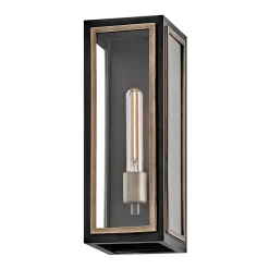 Latarnia naścienna Shaw - 1 źródło światła - Czarny, oksydowany brąz (QN-SHAW-1M-BK) - Quintiesse