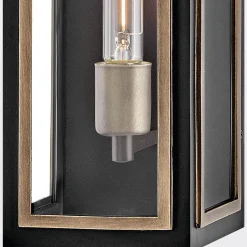 Latarnia naścienna Shaw - 1 źródło światła - Czarny, oksydowany brąz (QN-SHAW-1M-BK) - Quintiesse