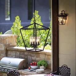 Latarnia wisząca Alford Place - 4 źródła światła - Czarna (QN-ALFORD-PLACE-4P-MB) - Quintiesse