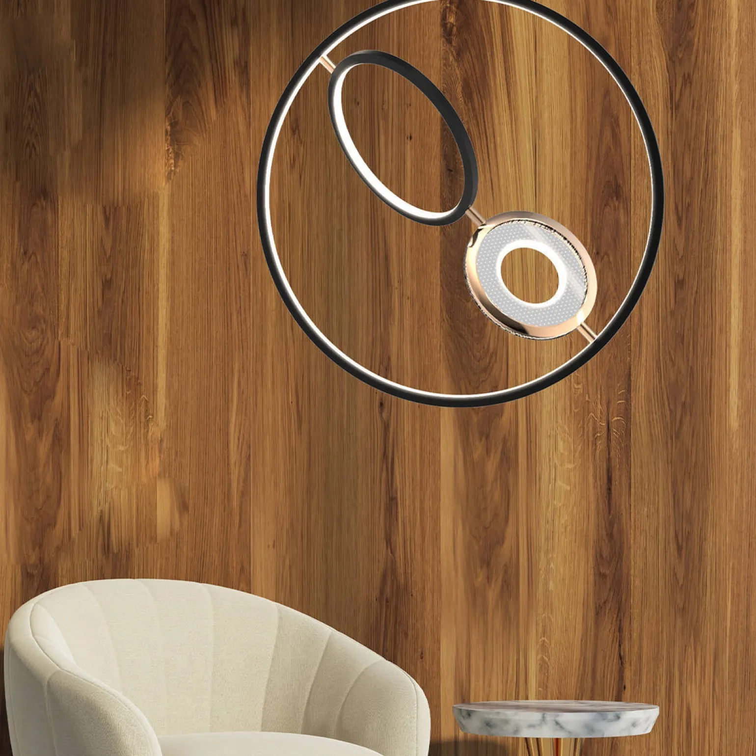 Ledowa lampa wisząca Seppia No.1 Altavola Design (LA115/X_62_1+2_3k_black_gold) - ALTAVOLA DESIGN