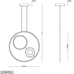 Ledowa lampa wisząca Seppia No.1 Altavola Design (LA115/X_62_1+2_3k_black_gold) - ALTAVOLA DESIGN