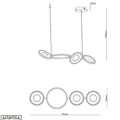 Ledowa lampa wisząca Seppia No.4 Altavola Design (LA115/P_98_3k_black_gold) - ALTAVOLA DESIGN