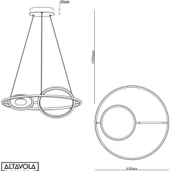Ledowa lampa wisząca Seppia No.2 Altavola Design (LA115/P_62_1+2_3k_black_gold) - ALTAVOLA DESIGN