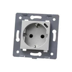 LIVOLO Wkład Gniazda Elektrycznego 16A + Ładowarka Usb-C 18W Srebrny WG-71EU-S+USB-64