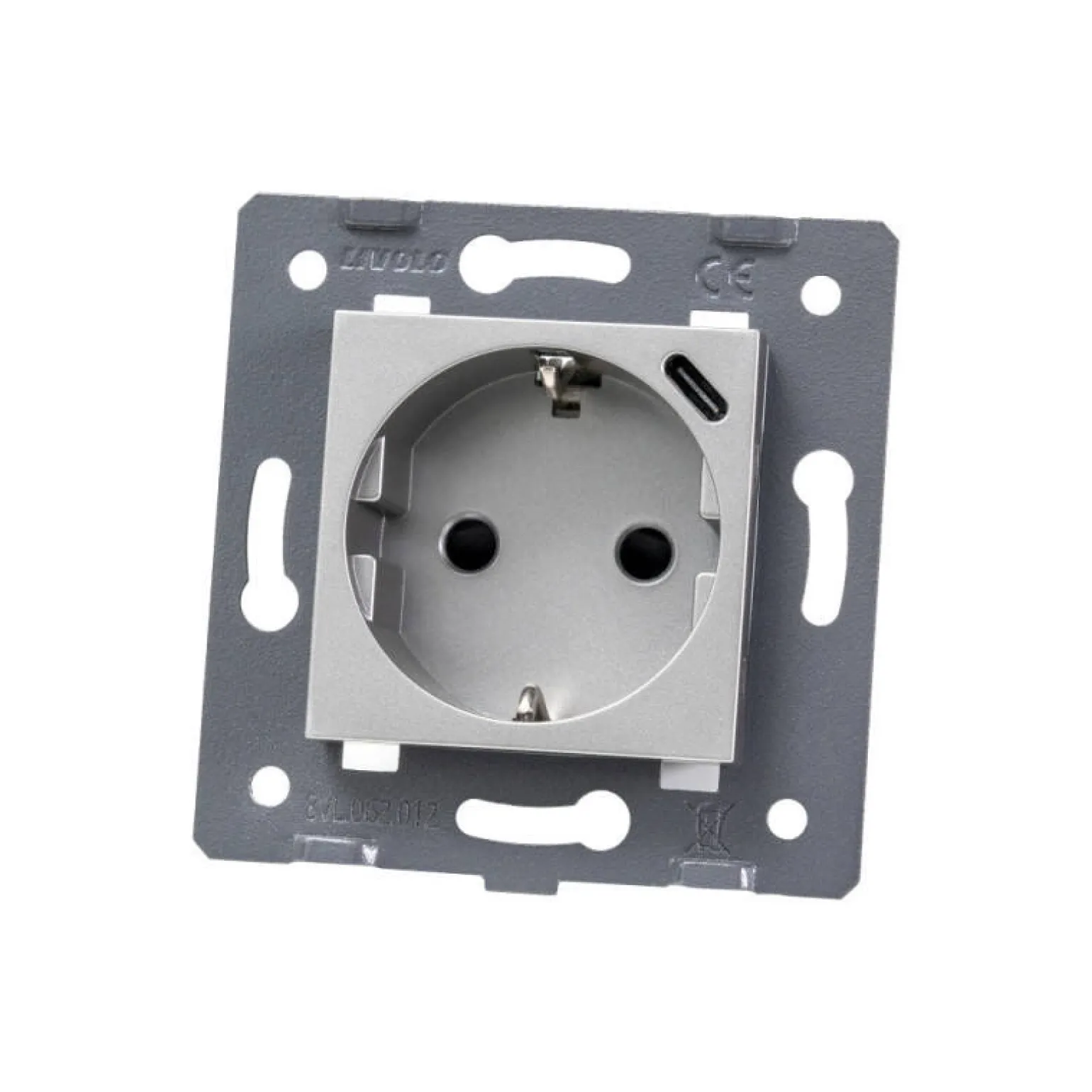 LIVOLO Wkład Gniazda Elektrycznego 16A + Ładowarka Usb-C 18W Srebrny WG-71EU-S+USB-64