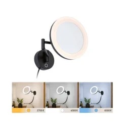 Lusterko kosmetyczne MASUA LED 4W 2700/4000/6500K +wyłącznik IP44 230V czarny matowy / metal (PL71149) - PAULMANN