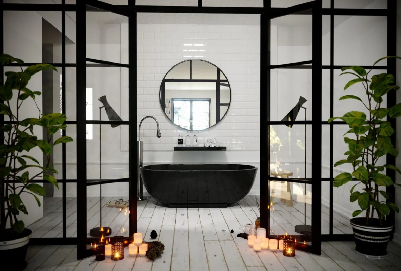 Lustro okrągłe RONDA w ramie - MCJ