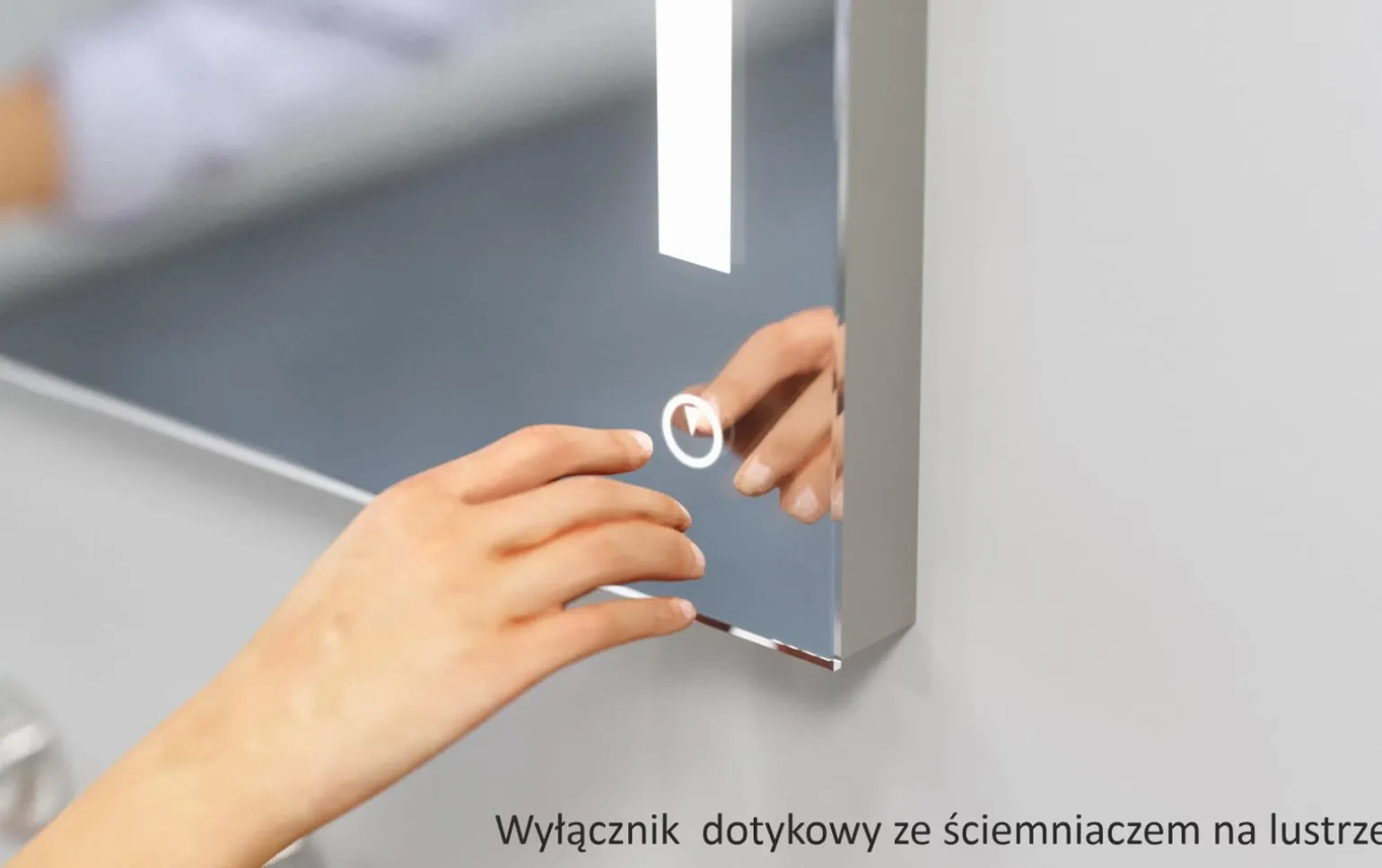 Lustro okrągłe STILO w ramie z oświetleniem LED na skórzanym pasku - MCJ