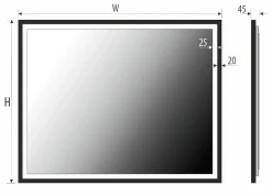 Lustro prostokątne ASTON PLUS w ramie z oświetleniem LED - MCJ