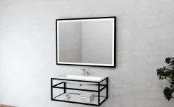 Lustro prostokątne ASTON w ramie z oświetleniem LED - MCJ