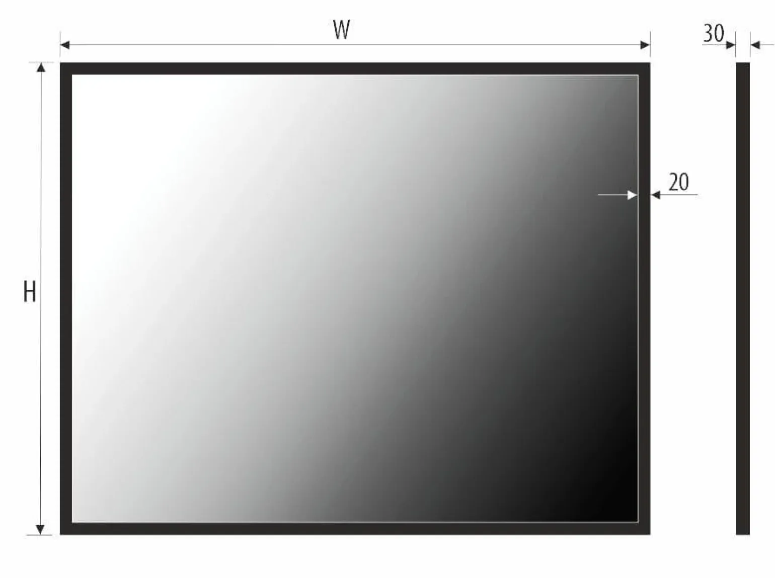 Lustro prostokątne ATLAS w ramie - MCJ