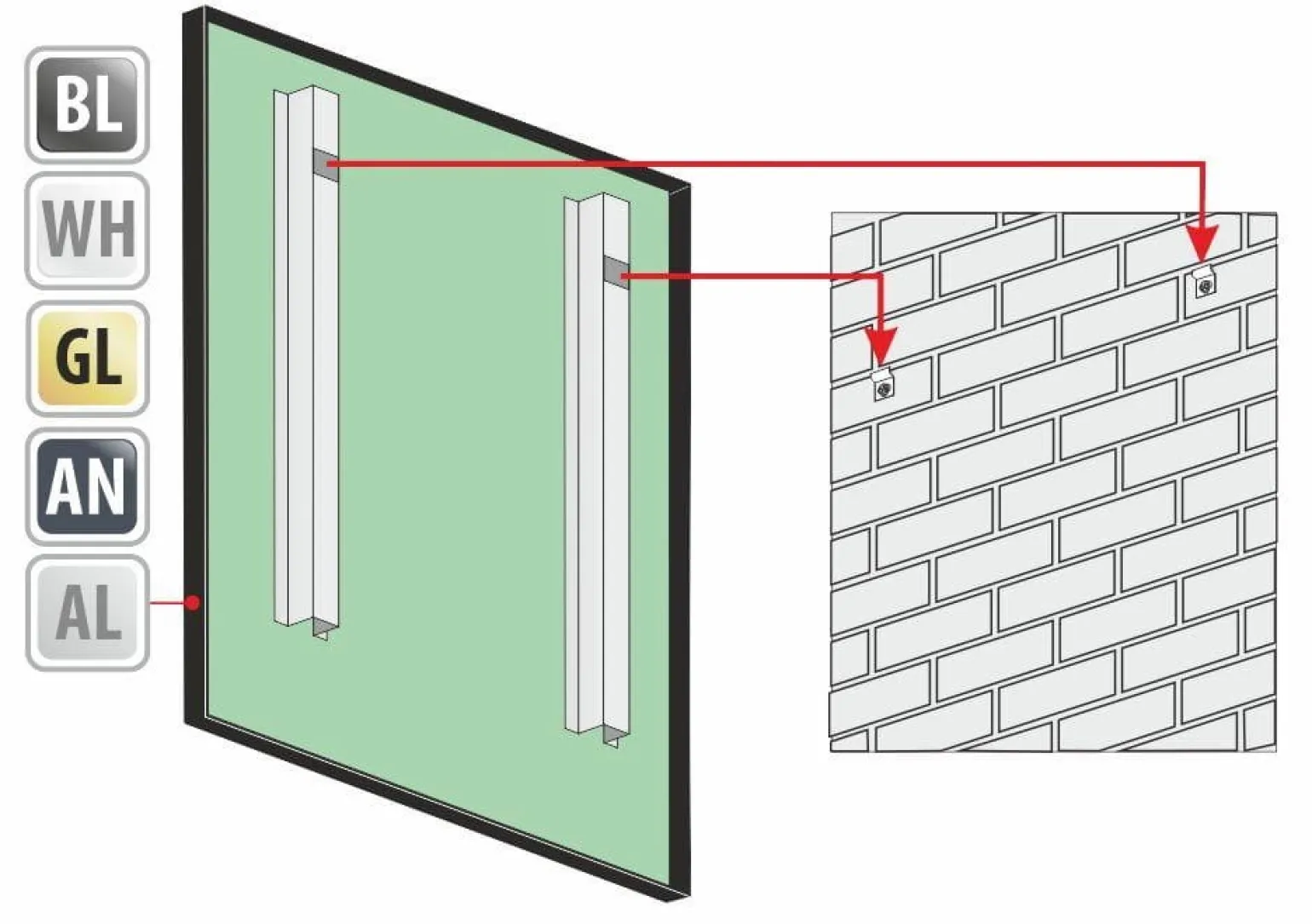 Lustro prostokątne ATLAS w ramie - MCJ