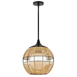 Mała lampa wisząca na taras Maddox karmelowy beż (QN-MADDOX-P-S-BK-CAM) - Quintiesse