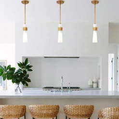 Mała lampa wisząca nad wyspą kuchenną Kristy Przecierane złoto (KRISTY-MP-DG-OPAL) - Elstead Lighting