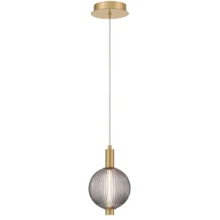 Mała lampa wisząca Palmas - 1 źródło światła - Szczotkowane złoto (QN-PALMAS-1MP-BG) - Quintiesse