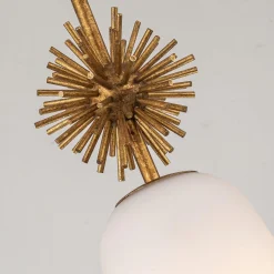 Mała lampa wisząca Staring - 1 źródło światła - Przecierane złoto (STARING-MP-DG-OPAL) - Elstead Lighting