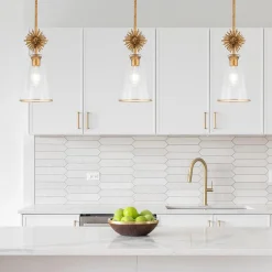 Mała lampa wisząca Staring - 1 źródło światła - Przecierane złoto (STARING-MP-DG-CLEAR) - Elstead Lighting