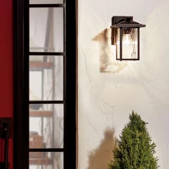 Mała latarnia naścienna Cappanna - 1 źródło światła - Strukturalna czerń (KL-CAPPANNA-S-BKT) - Elstead Lighting