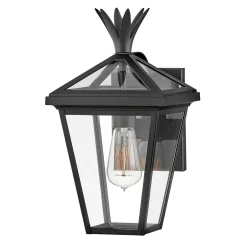 Mała latarnia naścienna Palma - 1 źródło światła - Czarna (HK-PALMA-S-BK) - Hinkley