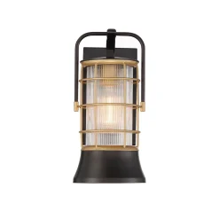 Mała latarnia naścienna Rivamar - 1 źródło światła - Brązowo-złota (QN-RIVAMAR-S-BLK-GD) - Quintiesse