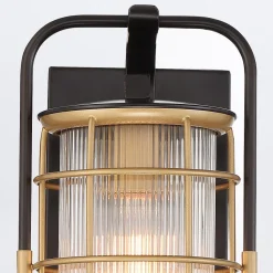 Mała latarnia naścienna Rivamar - 1 źródło światła - Brązowo-złota (QN-RIVAMAR-S-BLK-GD) - Quintiesse