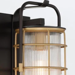 Mała latarnia naścienna Rivamar - 1 źródło światła - Brązowo-złota (QN-RIVAMAR-S-BLK-GD) - Quintiesse