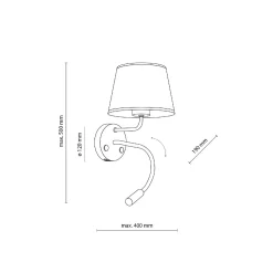 MAJA BLACK KINKIET + USB (10203) - TK Lighting