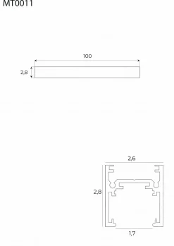 MAXLIGHT MT0011 SZYNA MAGNETYCZNA PŁYTKA, NATYNKOWA, 1 METR, CZARNA