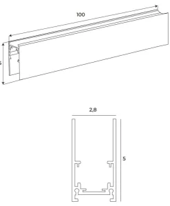 MAXLIGHT MT0001 SZYNA MAGNETYCZNA GŁĘBOKA, NATYNKOWA, 1 METR, CZARNA