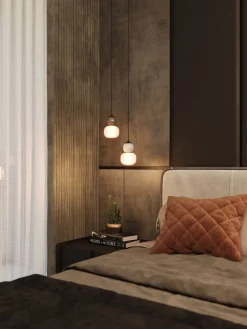 MAXLIGHT P0625 LAMPA WISZACA MODERN 5W, OPAL + MEDIUM BROWN