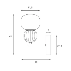 MAXLIGHT W0399 KINKIET MODERN 5W, OPAL + MEDIUM BROWN