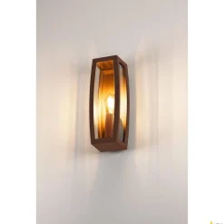 MERIDIAN BOX 2, lampa ścienna outdoor, TC-(D,H,T,Q)SE, rdzawa, maks. 25W, przezroczyste tworzywo sztuczne (230657) - SLV