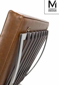 MODESTO fotel BARCELON VINTAGE PU - ekoskóra, stal polerowana (KH1501100167) - Modesto Design