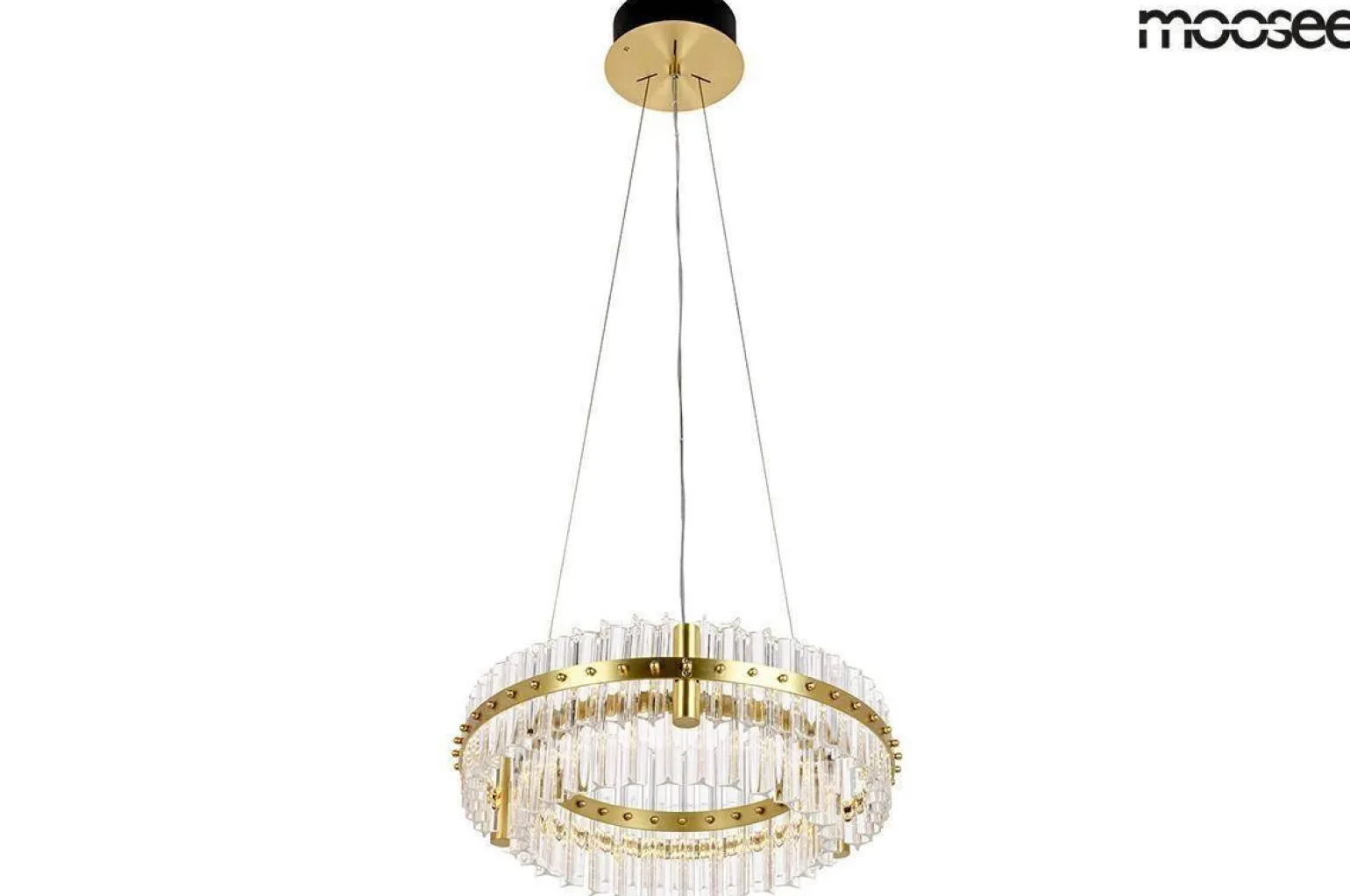 MOOSEE lampa wisząca SATURNUS 47 DUO złota - LED, kryształ, stal szczotkowana (MSE010100166) - Moosee