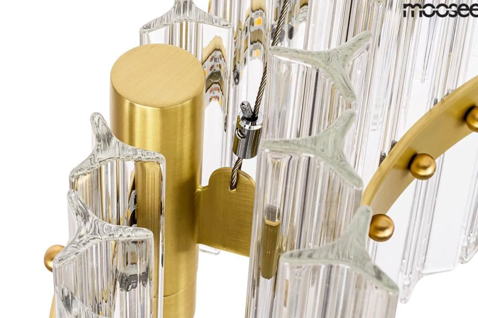 MOOSEE lampa wisząca SATURNUS 47 DUO złota - LED, kryształ, stal szczotkowana (MSE010100166) - Moosee
