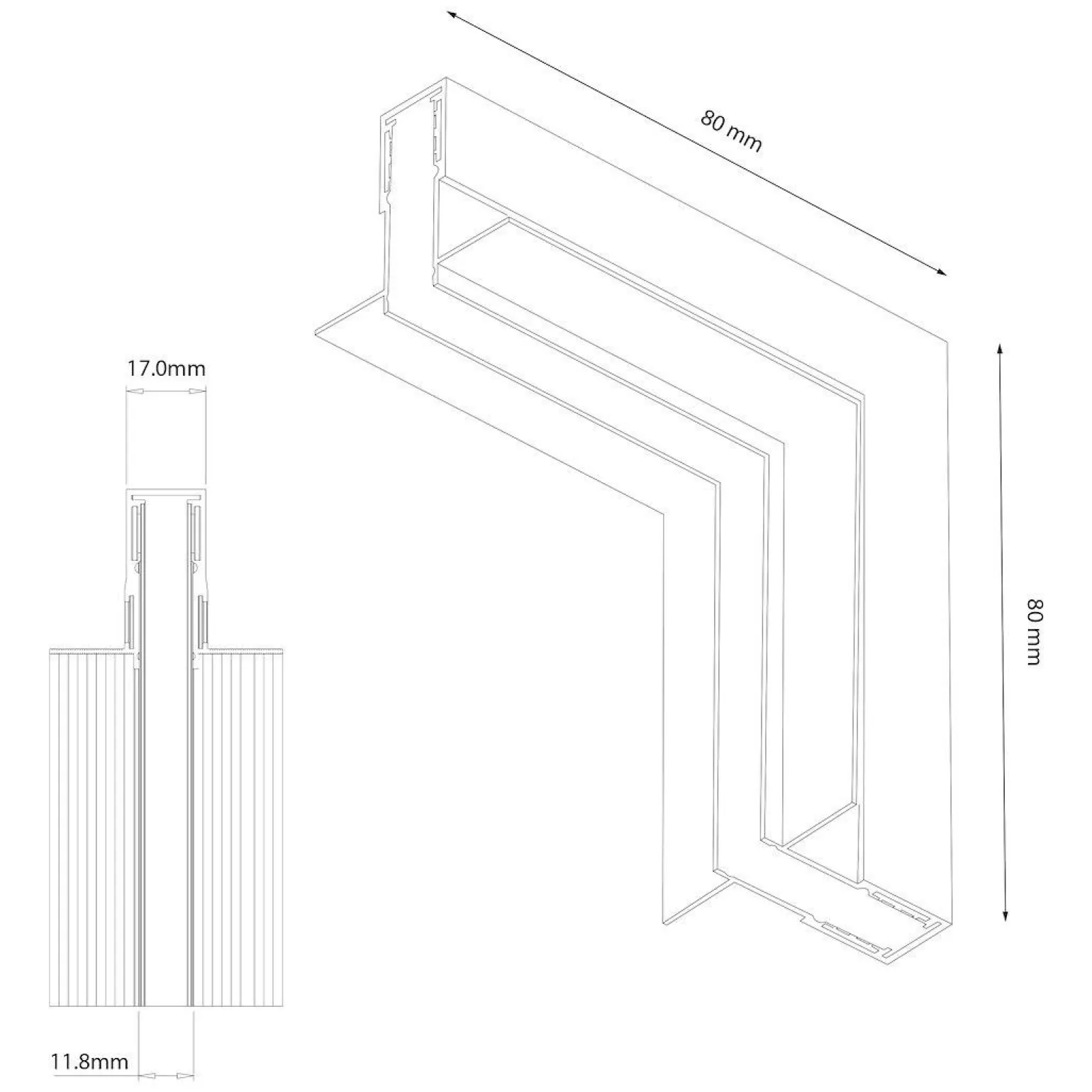 Narożnik L góra dół magnetic track 10mm (ML2183) - Milagro