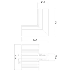 Narożnik podtynk L góra dół magnetic track 5mm (ML2322) - Milagro