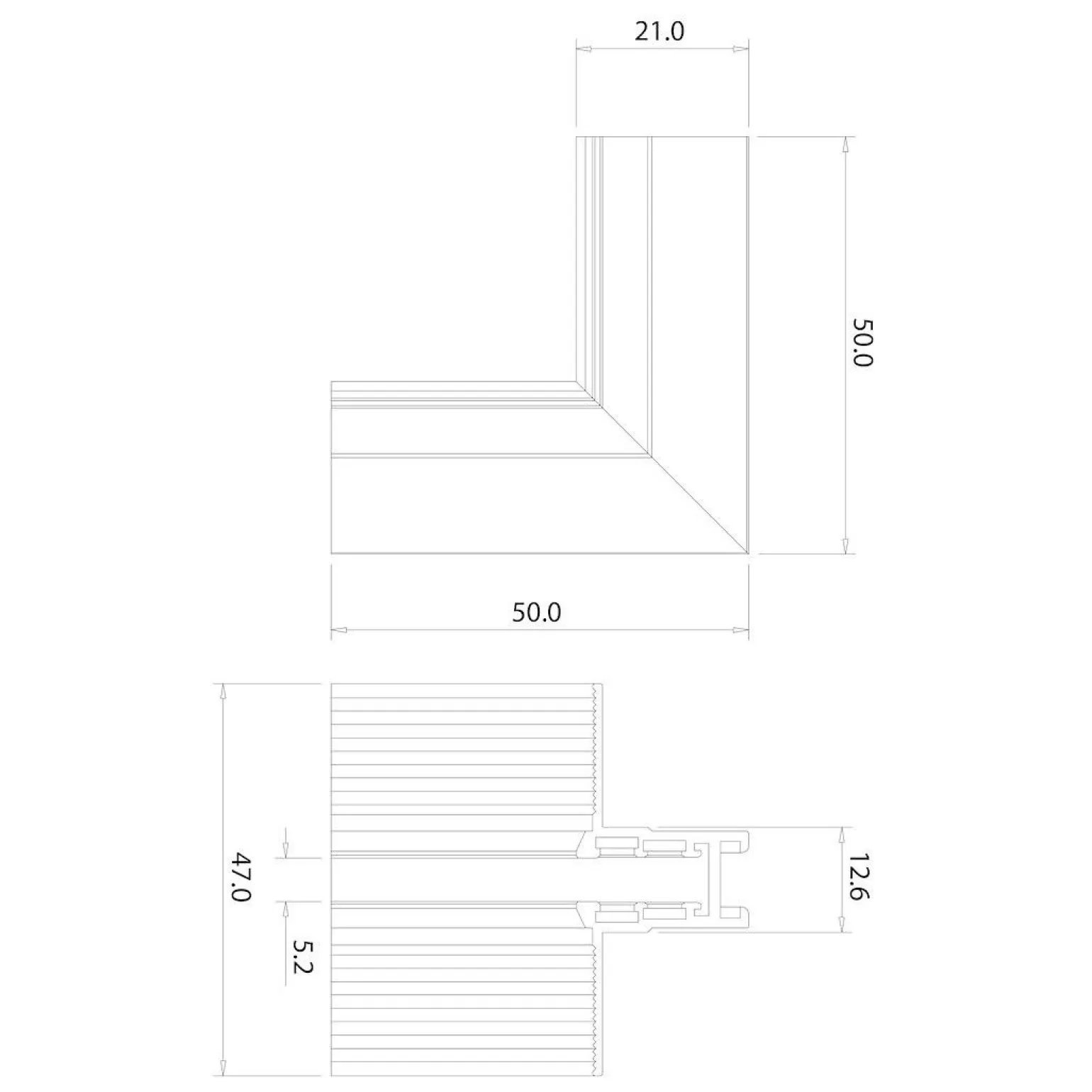 Narożnik podtynk L góra dół magnetic track 5mm (ML2322) - Milagro