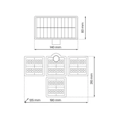 Naświetlacz Solarny Flexi Poczwórny (EKO9153) - Eko-Light