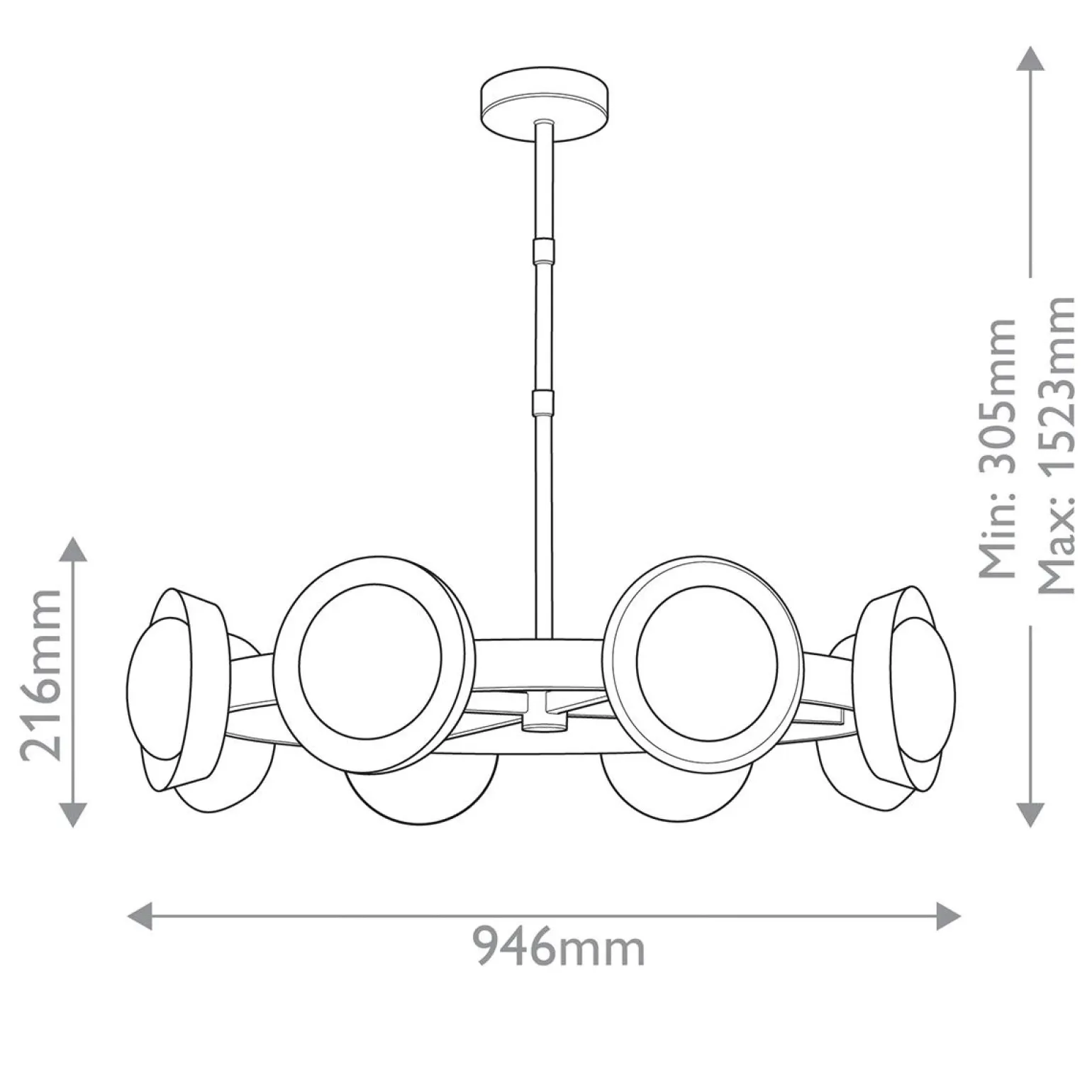 Nowoczesny Żyrandol LED Alonso - Vintage mosiądz (QN-ALONSO8-VBS-AR) - Quintiesse
