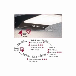 Oprawa elelewacyjna RONEA LED 12W czujnik ruchu 180x250mm 3000K IP54 230V ciemno szary aluminium (PL94332) - PAULMANN