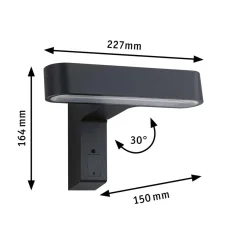 Oprawa elewacyjna ITO LED poziomy IP44 7W 3000K czujnik PIR+ zmierzchu 230V antracyt (PL94548) - PAULMANN